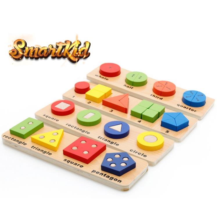 Giáo Cụ Montessori Hình Học Màu Sắc Số Học Bằng Gỗ Cho Bé Mầm Non