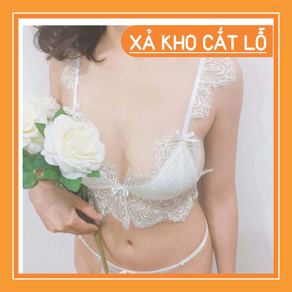[Mã WASKT304 giảm 15% tối đa 30K đơn 99K] [GIÁ SẬP SÀN] Bộ đồ lót bralette nữ lông mi trắng siêu xinh