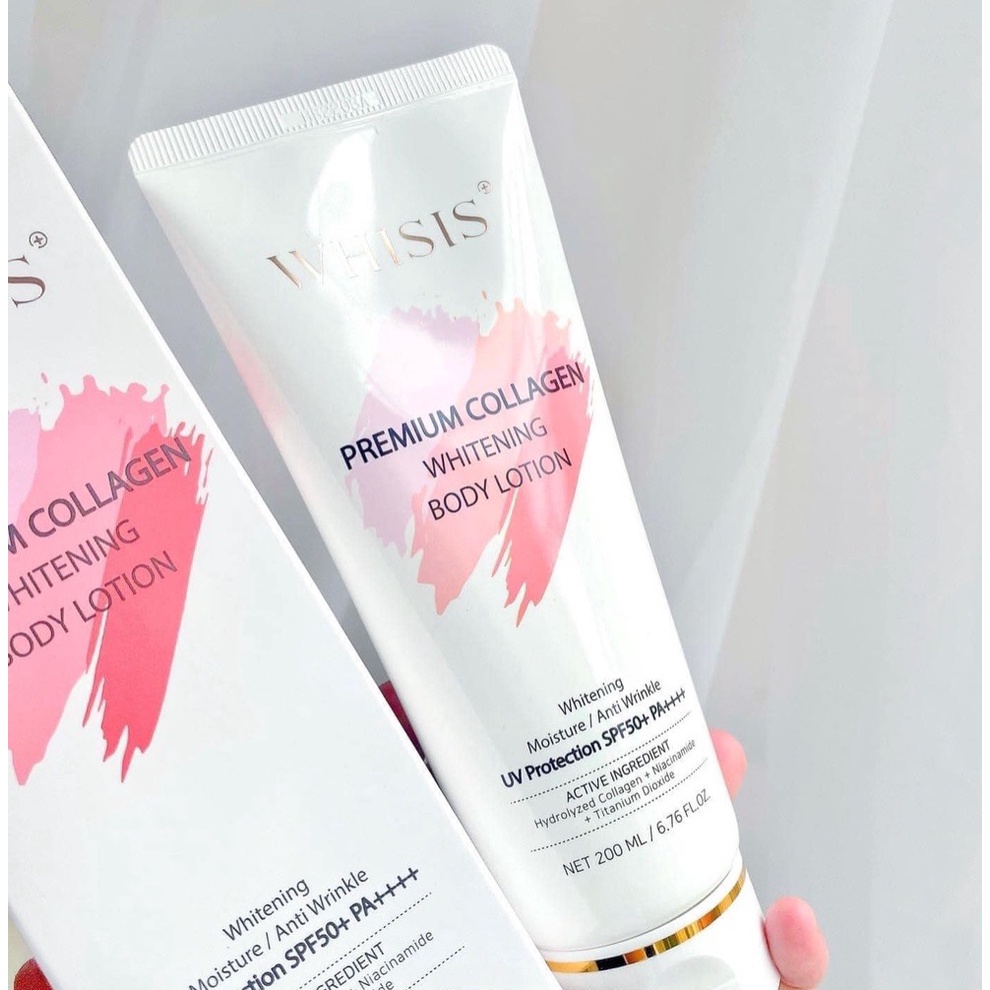 Kem Dưỡng Thể Trắng Da WHISIS Chống Nắng - Premium Collagen Whitening Body Lotion 200ml