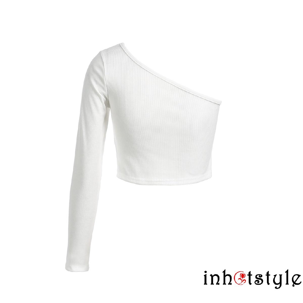 [Mã FAMAYWA giảm 10K đơn 50K] Áo croptop tay dài lệch vai thiết kế quyến rũ cho nữ | BigBuy360 - bigbuy360.vn