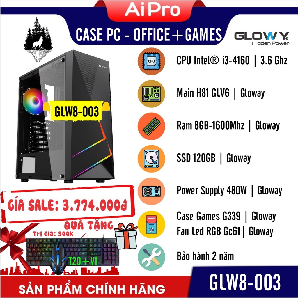 Bộ máy tính Thương Hiệu Việt Nam Gloway - Dạy, học online và giải trí - Bảo Hành 24 Tháng