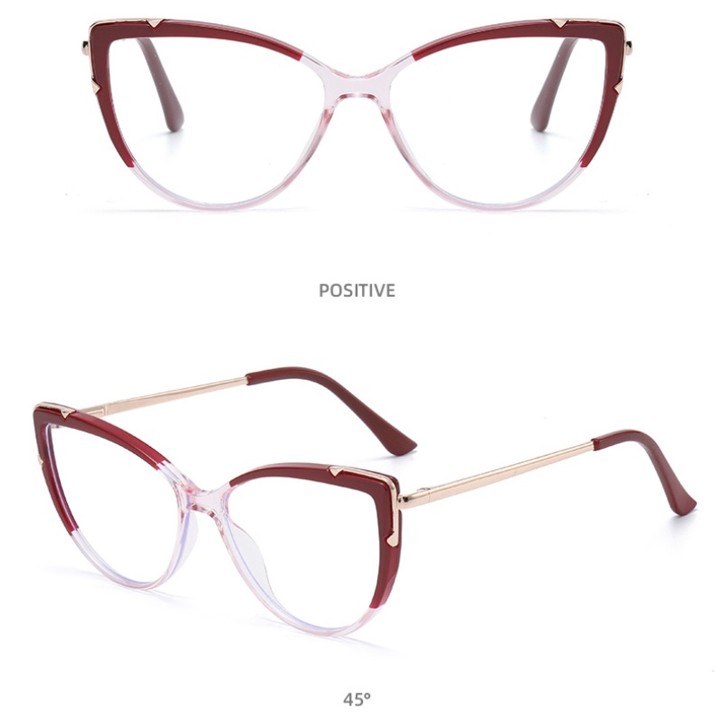 Kính Mát Gọng Mắt Mèo TR90 HD Chống Ánh Sáng Xanh Họa Tiết Da Báo Thời Trang Phương Tây Cho Nữ