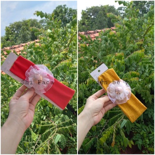 Băng đô/turban đính hoa ren cho bé gái bđv
