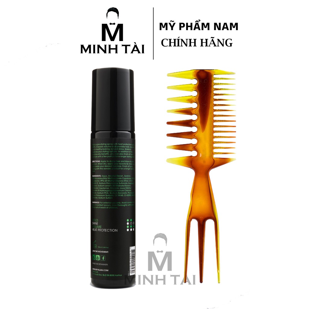 Xịt Dưỡng Tóc , Xịt Tạo Phồng Pre-Styling BY VILAIN Side Kick 155ml - Hàng Chính Hãng + Lược Chải Tóc Texture