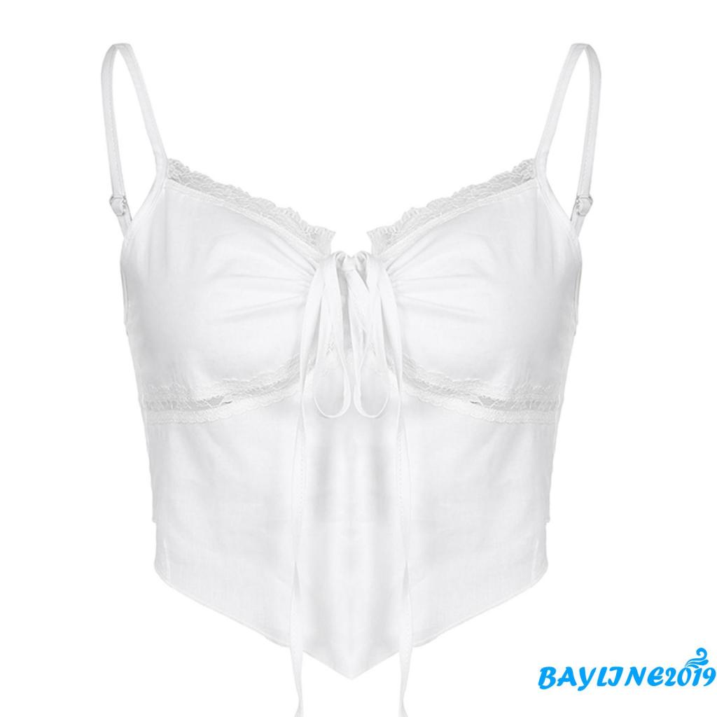 Áo Lửng Hai Dây Phối Ren Hở Lưng Thời Trang Mùa Hè Dành Cho Nữ