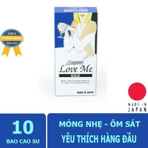 hộp 10c Bao cao su Sagami Love Me Gold trơn mỏng /áo mưa