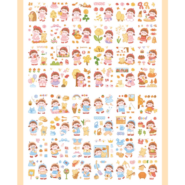 Bộ 100 Sticker Dán Trang Trí DIY Xinh Xắn