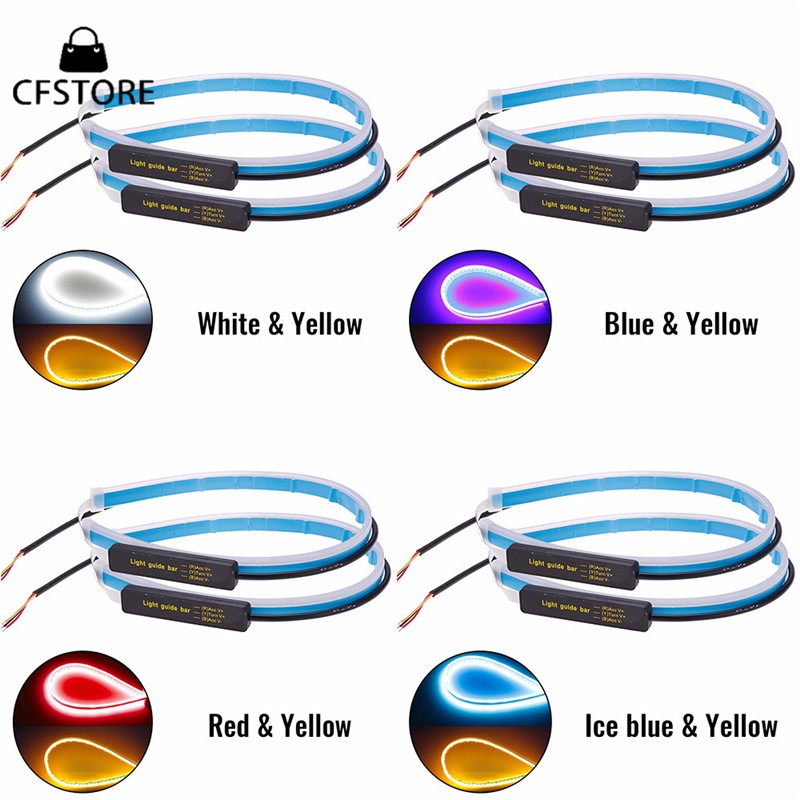 Bộ 2 dải đèn LED xi nhan cảnh báo siêu mỏng DRL 30/45/60cm cho xe hơi
