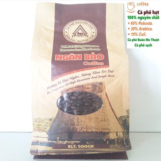 Túi 500g Cà phê hạt Robusta,Arabica,Culi rang nguyên chất Ngân Bảo - NPP HS shop