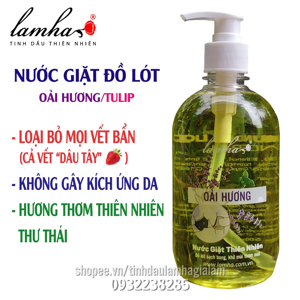 Nước giặt đồ lót thiên nhiên Oải Hương/Tulip - Lam Hà 500ml