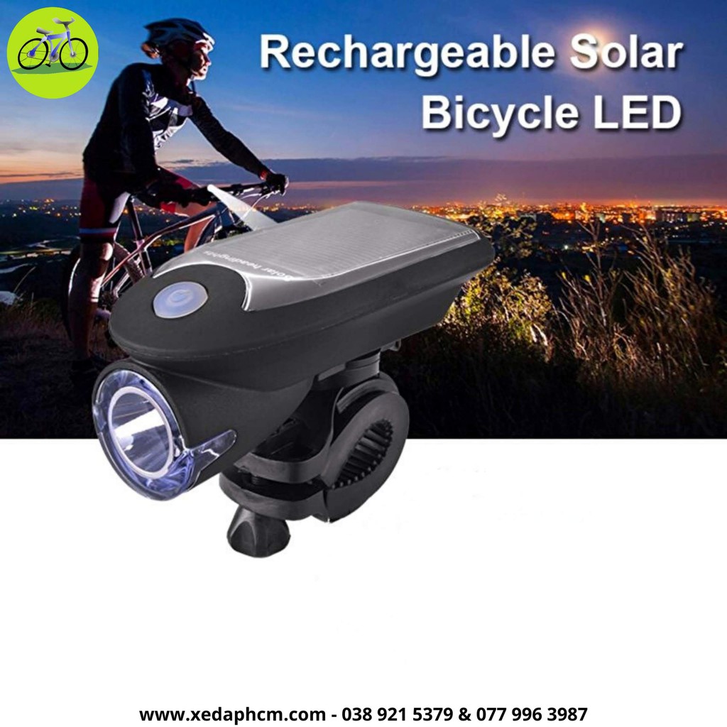 Đèn xe đạp trước cao cấp nhất LED siêu sáng Đèn pha chống nước, năng lượng mặt trời pin trâu chống nước chống