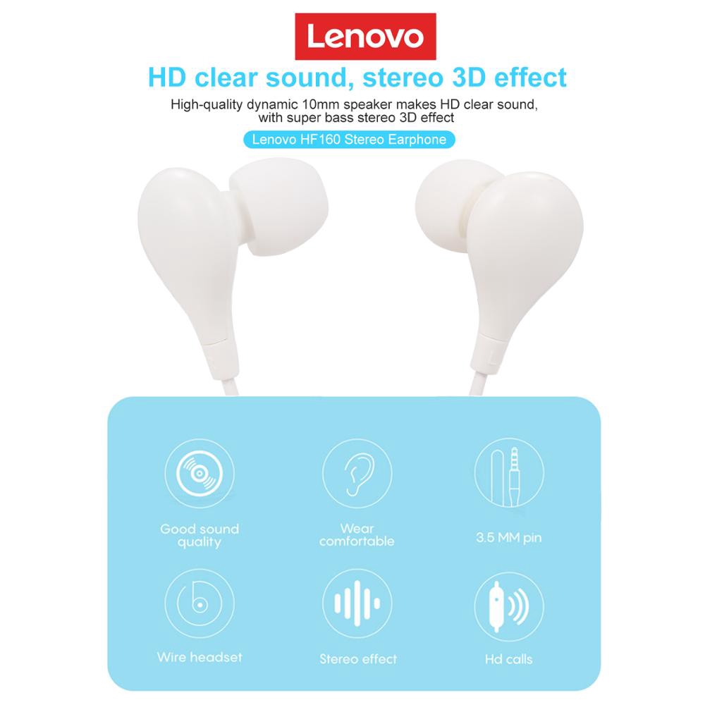 Tai Nghe Nhét Tai Có Dây Oringnal Lenovo Hf160 3.5mm Tích Hợp Mic Mp3