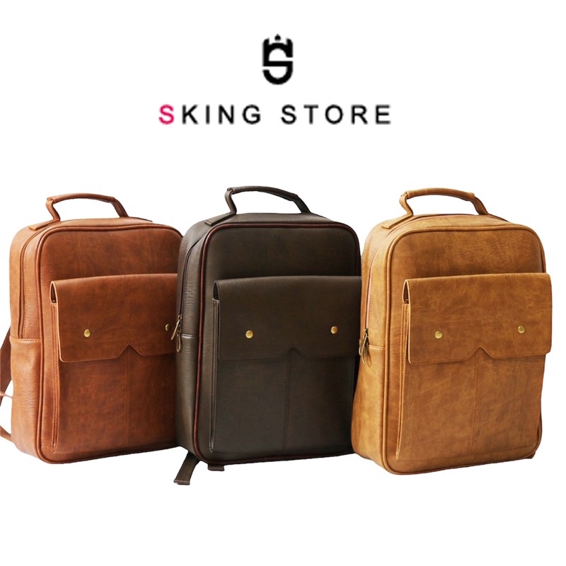 Balo da công sở ba lô đựng laptop SKING STORE đi làm đi học da chống nước