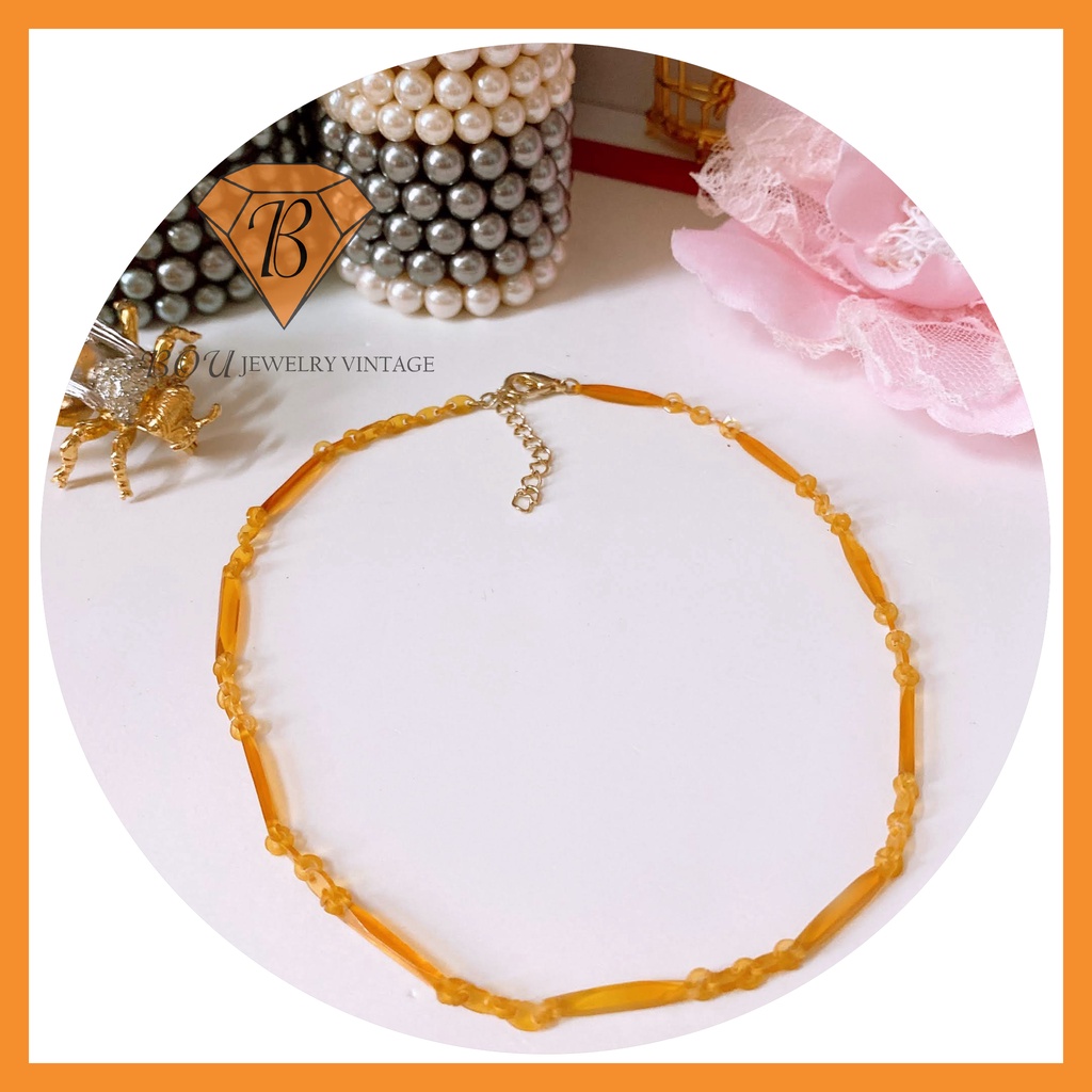 VÒNG CỔ CHOCKER Đ.ỒI MỒI VÀNG SECONDHAND TRANG SỨC SI NHẬT BẢN BOU JEWELRY VINTAGE MÃ VC280