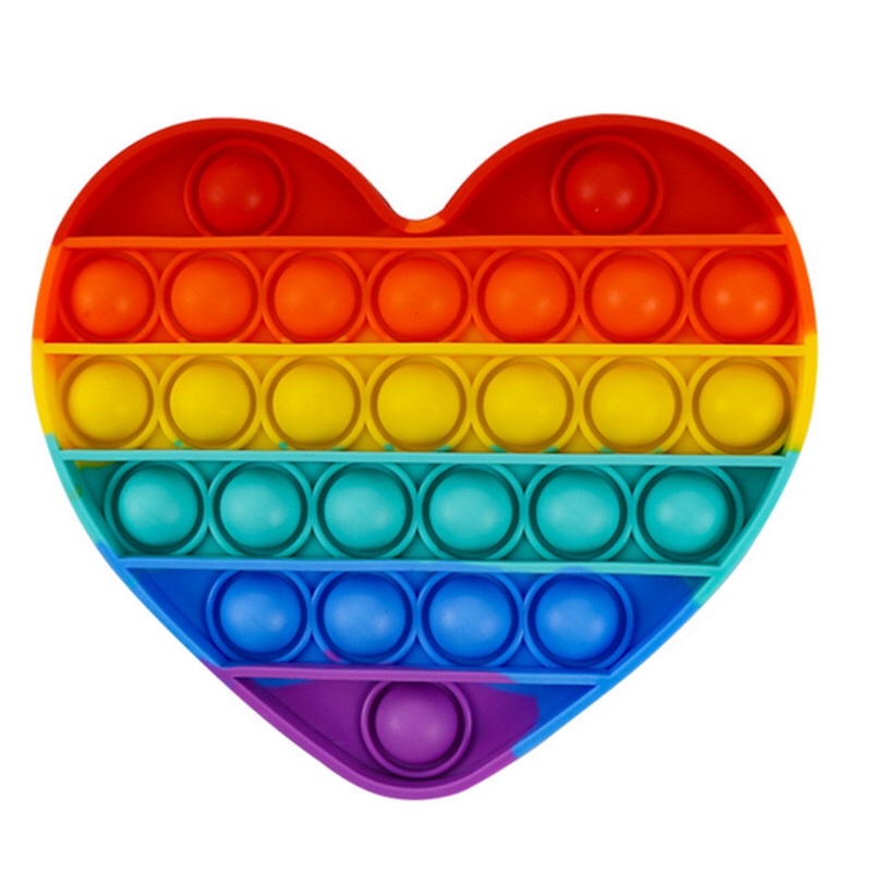 Pop it figet toy/ đồ chơi pop it cầu vồng hình vuông/ tròn/ tim siêu nhạy cực đã tay