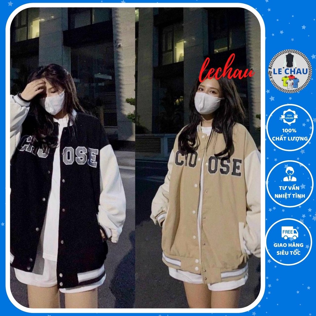 Varsity jacket nhung tăm unisex form rộng áo bomber 2 lớp ulzzang streetstyle nam nữ hottrend CHOOSE AKNT08 LECHAU