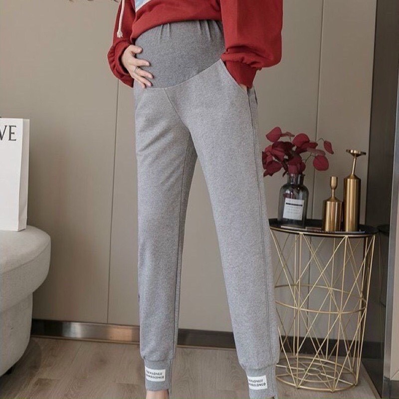 Quần dài bầu thể thao thu đông da cá bo gấu jogger đẹp