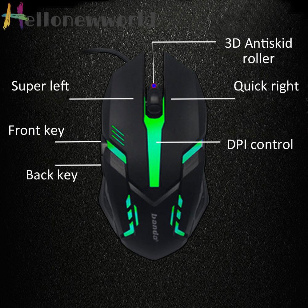 Hellonewworld 2400 DPI LED Optical 6D USB Wired Gaming Mouse Mini Game Mice For PC Laptop