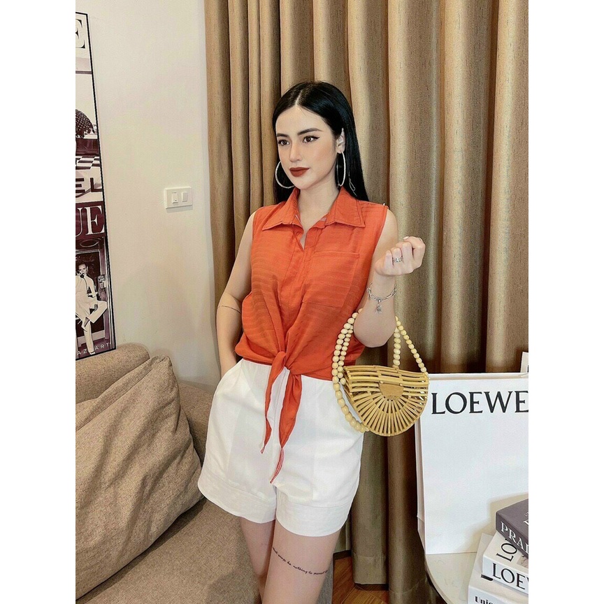 Áo sát nách, Áo vạt buộc thời trang,chất liệu đũi mềm mại, thoáng mát