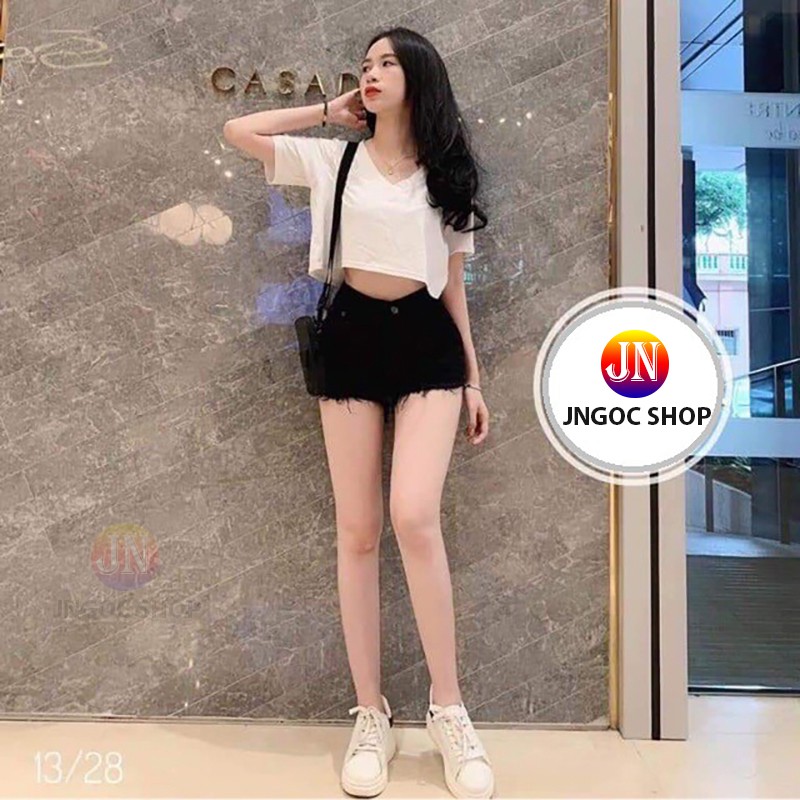 Áo croptop nữ JNgoc Shop tay ngắn cổ tim trẻ trung, Croptop tay ngắn form rộng từ 40 đến 57kg | BigBuy360 - bigbuy360.vn