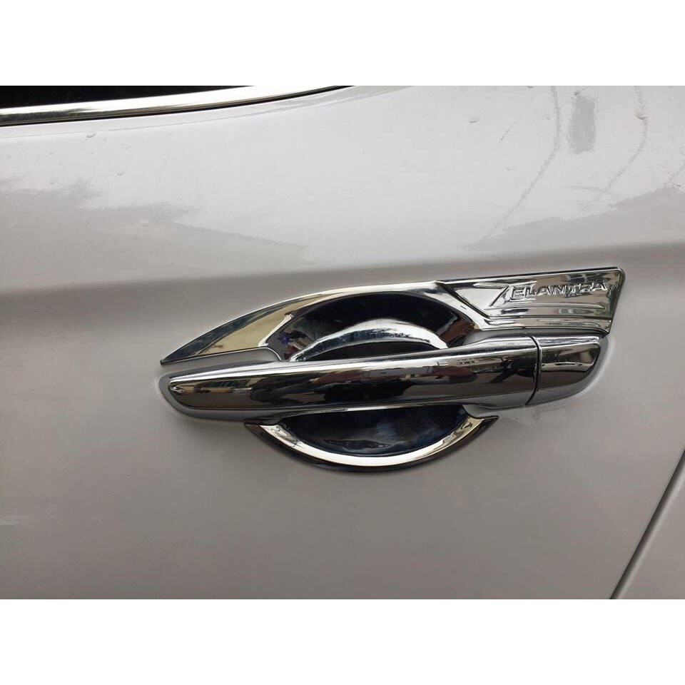 Ốp tay nắm, hõm cửa xe Huyndai Elantra 2016 - 2021 mạ crom sáng bóng - Giá 1 bộ