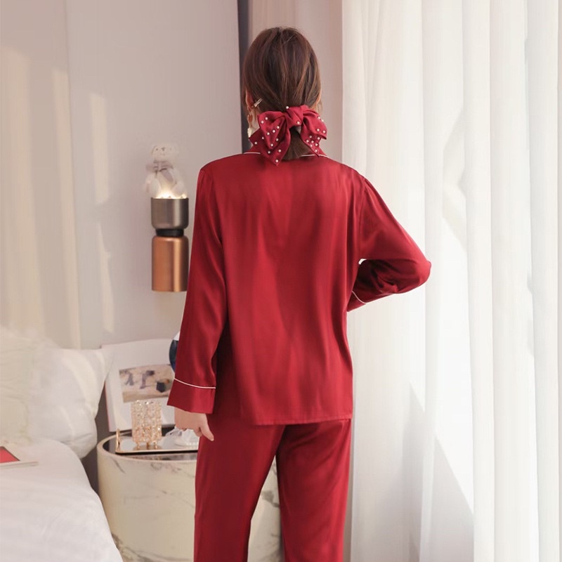 Bộ pijama mẫu trơn hàng thiết kế cao cấp - Bộ lụa mặc nhà dài tay | BigBuy360 - bigbuy360.vn