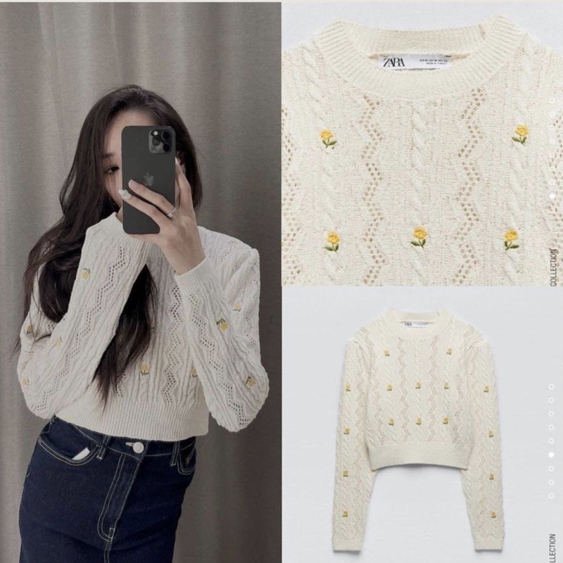 Áo len dệt kim thêu hoa