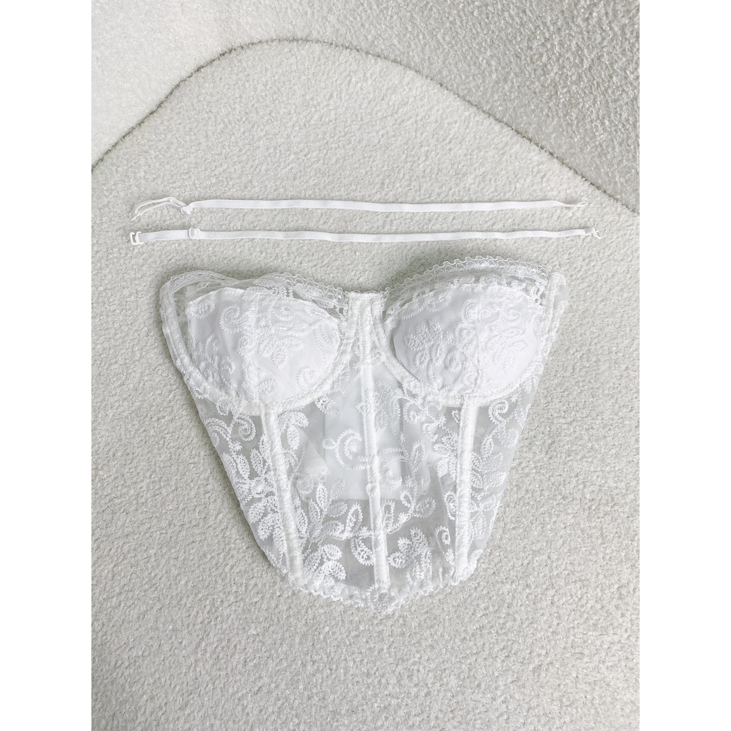 Emmi-W Corset - Áo Corset Petty Brawee Ren Trắng