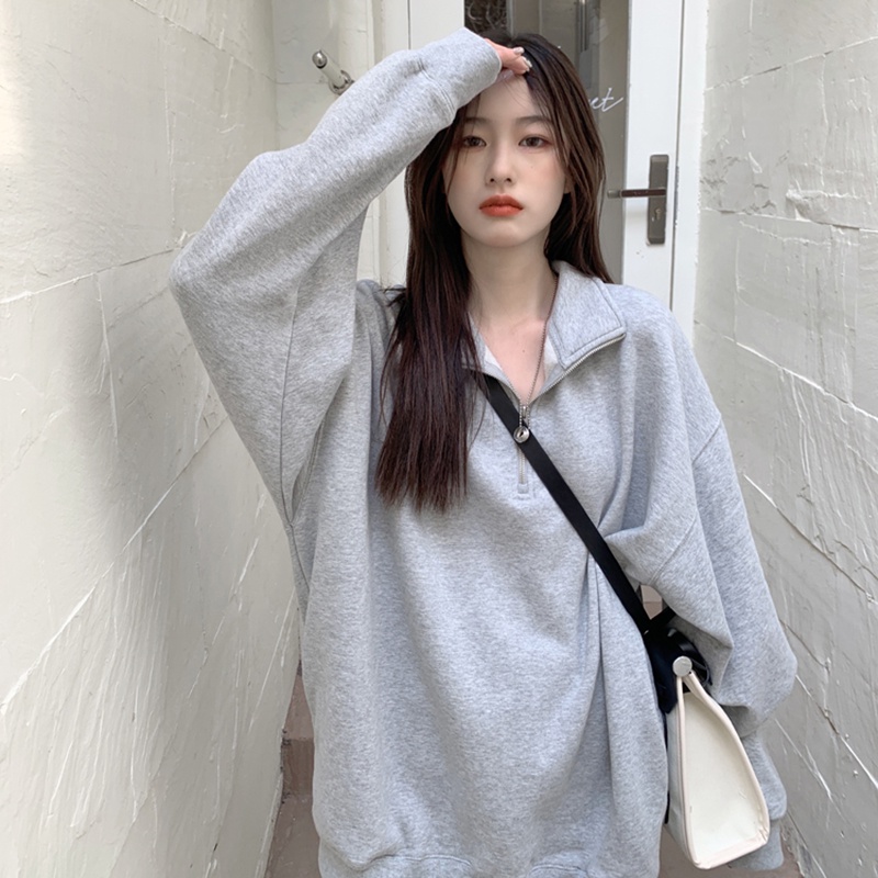 Áo sweater Perty cổ polo màu trơn thời trang mùa thu Hàn Quốc 2022 cho nữ