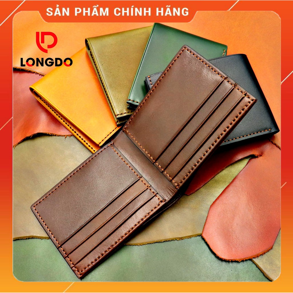 Ví Da Bò Handmade Cao Cấp - Cam Kết 100% Da Bò Thật - Ví ngang - Hàng Chính Hãng Thương Hiệu Longdo Leather - B01