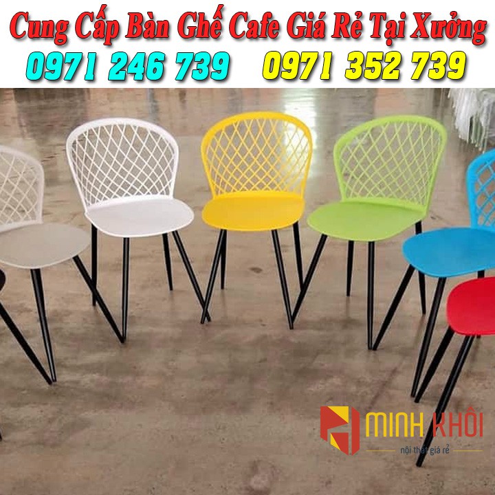 Ghế nhựa cao cấp chân thép dùng cho quán cafe, trà sữa