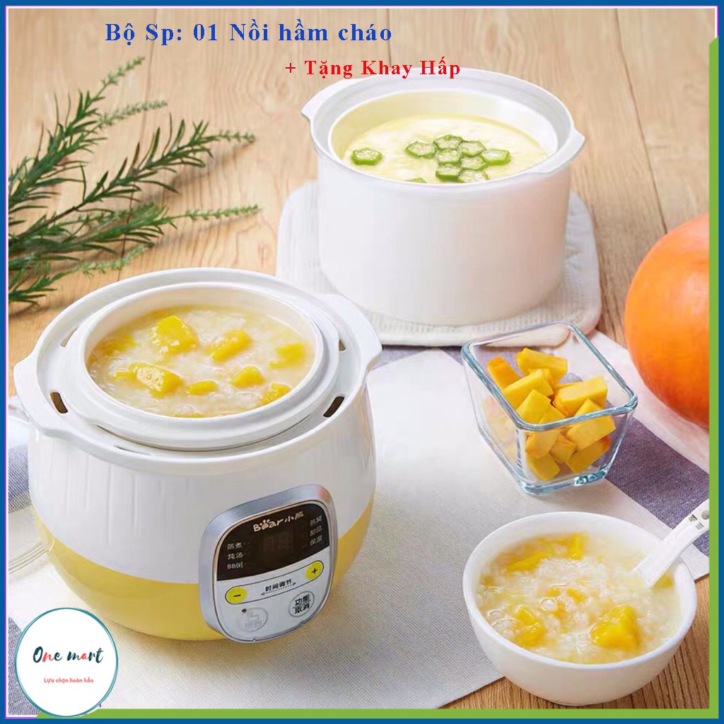 [Hãng Bear] Nồi Nấu Cháo Nồi Hầm Chậm Ninh Cách Thuỷ Có Thể Vừa Hầm Cháo Vừa Hấp Củ Quả