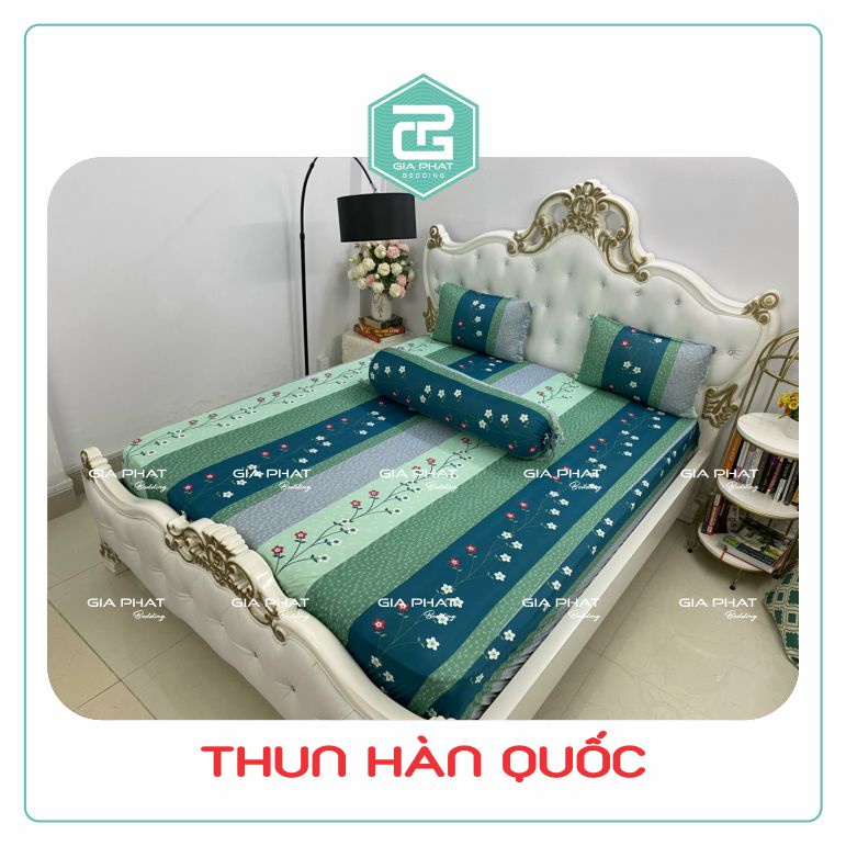 Bộ Ga Gối Thun Lạnh Hàn Quốc { 4 Món } họa tiết Bông ( 1 ga bọc + 2 vỏ gối nằm + 1 vỏ gối ôm )