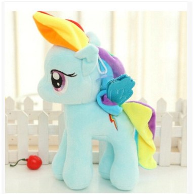 Thú Nhồi Bông Hình Con Ngựa Pony Màu Cầu Vồng Mềm Mại