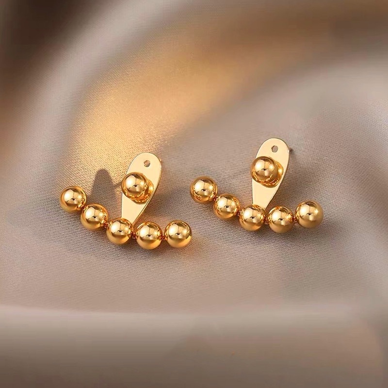 Bông tai titan không gỉ mạ vàng 18k Khuyên tai nữ hạt tròn Trang sức Titan
