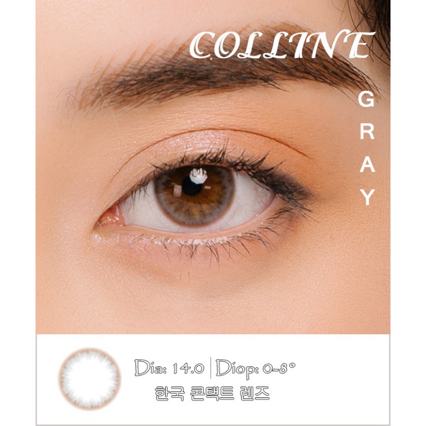 Lens  cận màu xám tự nhiên COLLINE GRAY - Lens áp tròng   giãn nhẹ  DIA 14.0mm, Sử dụng 6 tháng .