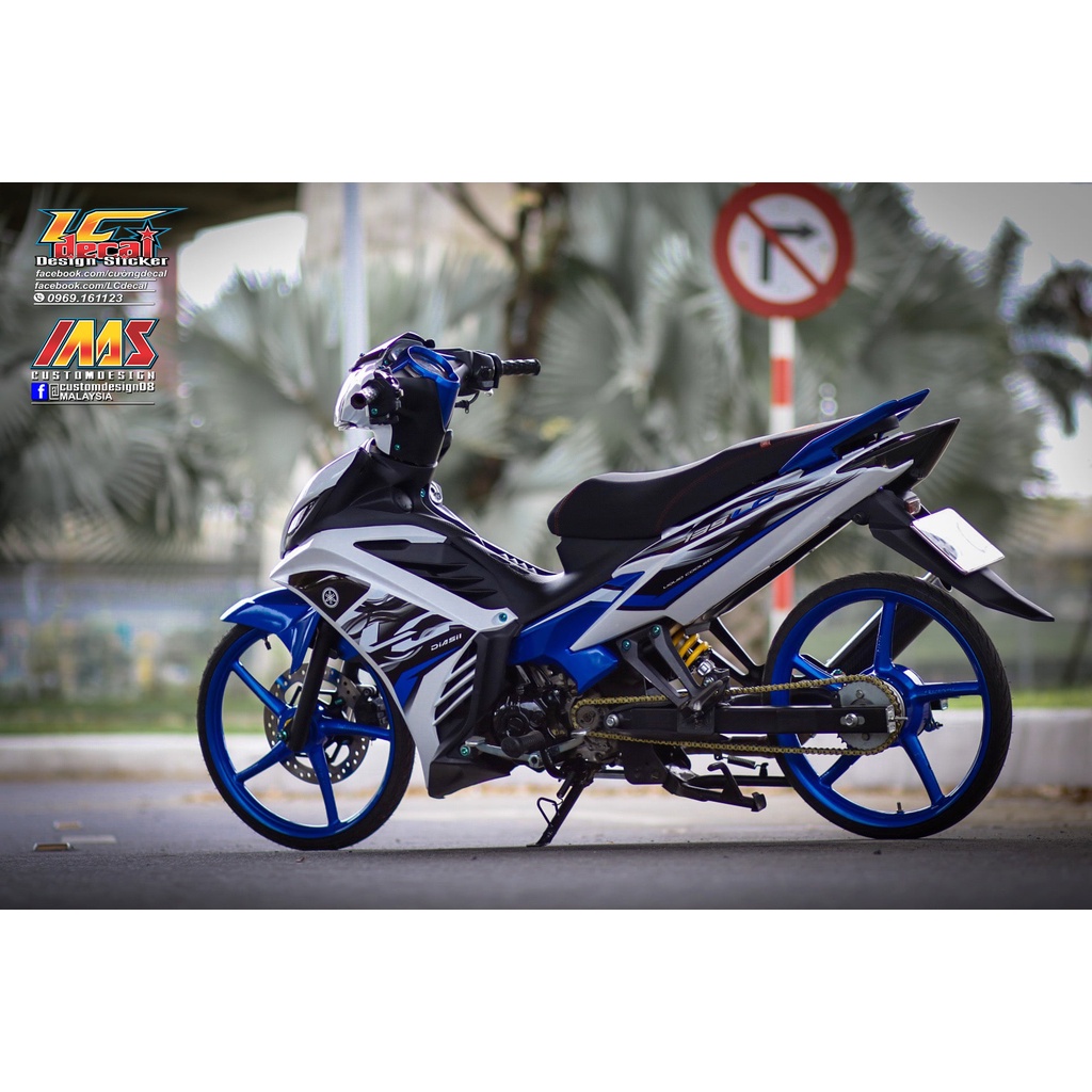 Tem Rời Dán Xe Exciter 135 2011 Mẫu LC Zin 2020 Trắng Xanh Cực Đẹp, Hàng 3 Lớp Chất Lượng Cao