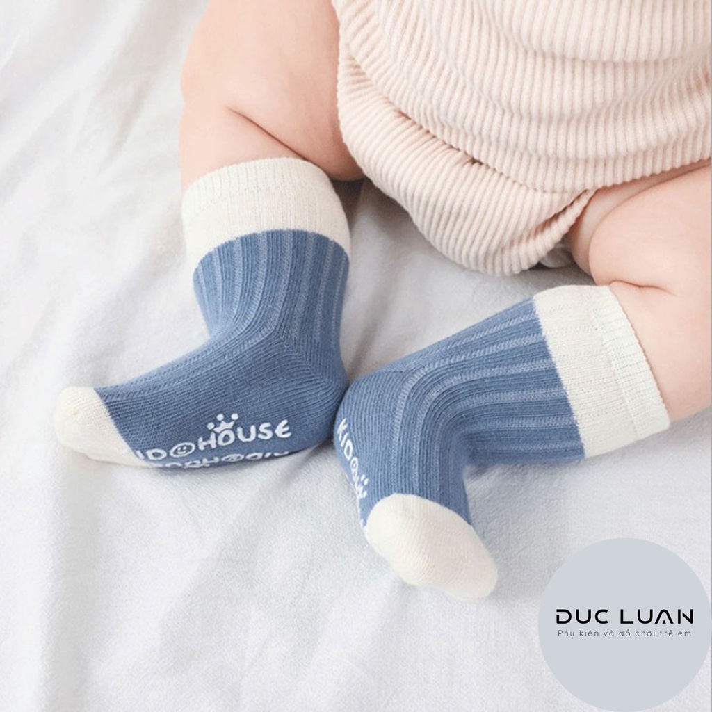 Tất trẻ em tất cho bé KID HOUSE cotton 100% chống trượt - Tất/Vớ cao cổ chống trượt cho bé từ 0 đến 3 tuổi