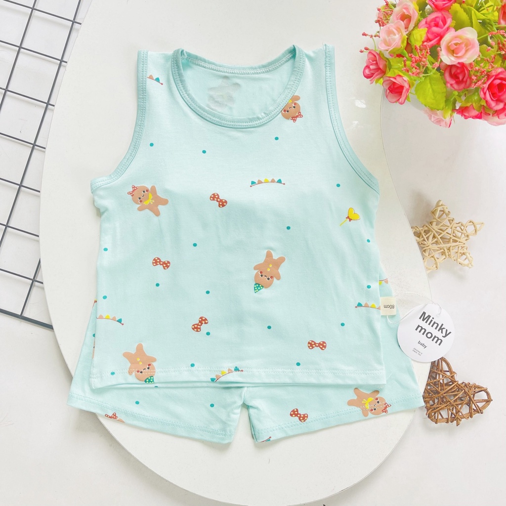 Bộ ba lỗ sát nách thun lạnh MINKY MOM cho bé trai &amp; gái chuẩn loại một