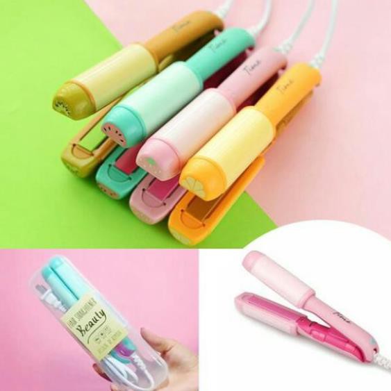 Máy uốn duỗi tóc mini 2 in 1  hình thú hình hoa quả dễ thương (giao màu ngẫu nhiên)