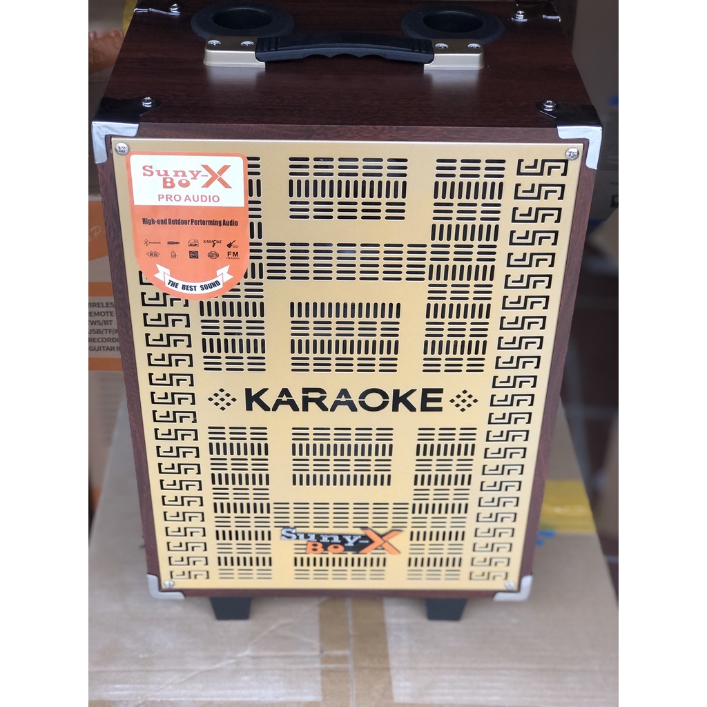 Loa Kéo Bluetooth Bass 20 Vỏ gỗ Karaoke Cực hay Tặng 2 Mic Không Dây Cao cấp Siêu hút âm