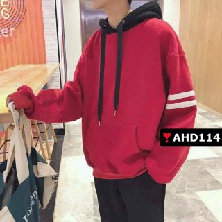 ÁO HOODIE TAY SỌC NGANG CÓ NÓN VẢI NỈ NAM NỮ MẶC ĐẸP MÃ AHD114