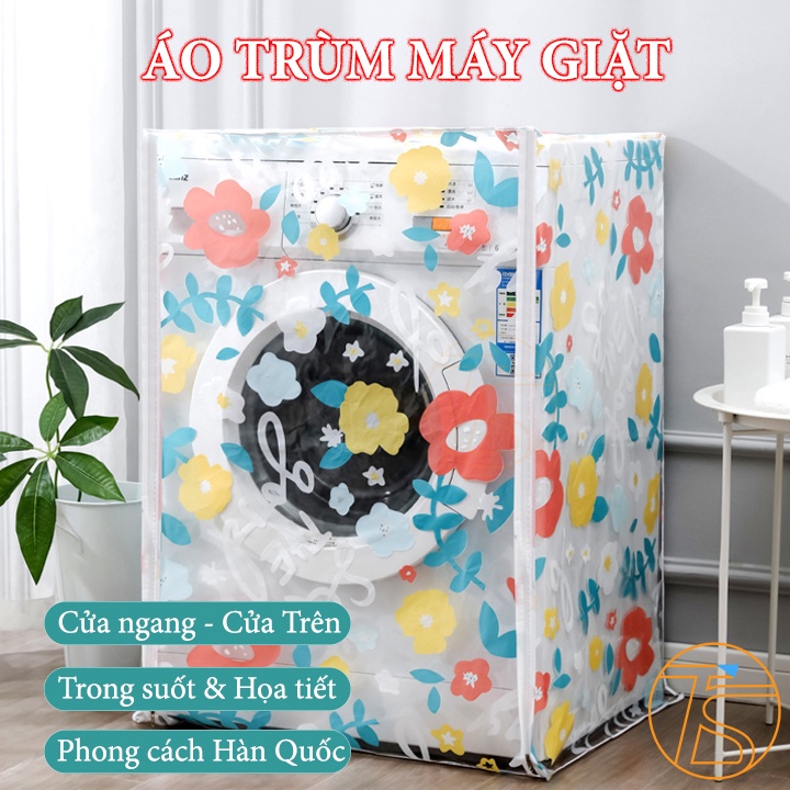 Áo Trùm Máy Giặt Trong Suốt Phong Cách Hàn Quốc Từ 7kg - 10kg Cho Cửa Ngang Và Cửa Trên Chất Liệu PEVA