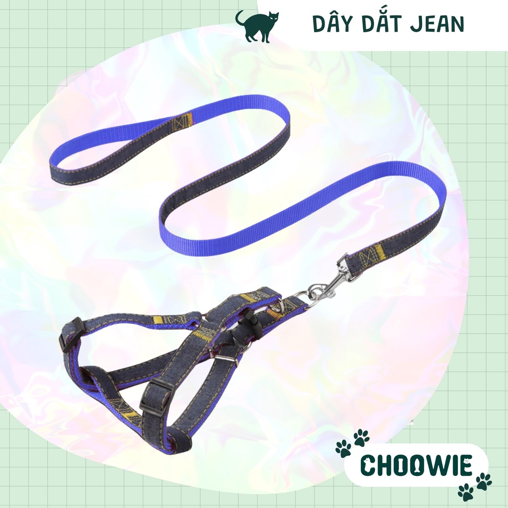 Dây dắt JEAN dạng yếm dày 1 cm và 1,5 cm | Phụ kiện chó mèo