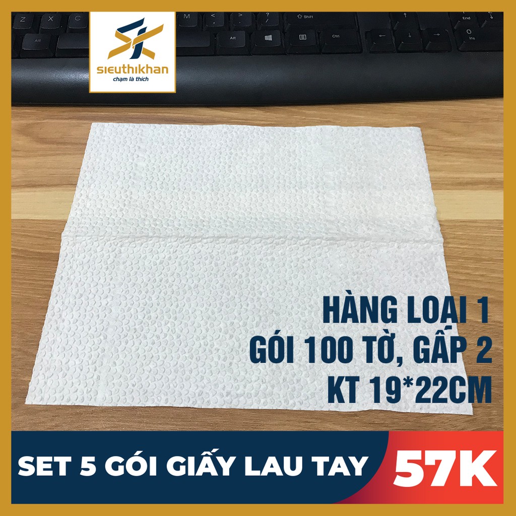 SET 5 GÓI GIẤY LAU TAY, THẤM DẦU GÓI 100 TỜ