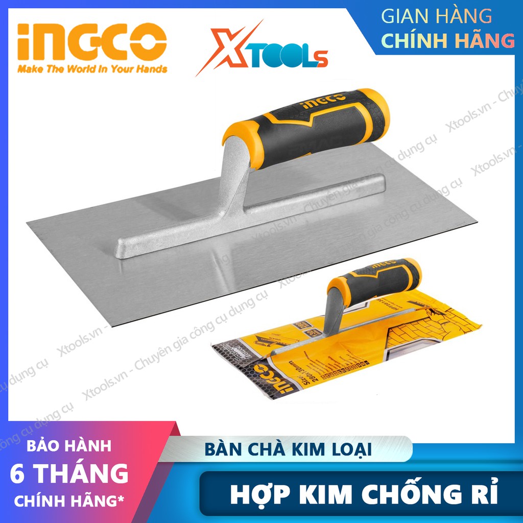 Bàn chà xây dựng INGCO HPT28138 13x28cm, bay chà hồ góc cạnh, bay hồ kim loại chống rỉ sét, tay cầm abs chống trơn trượt