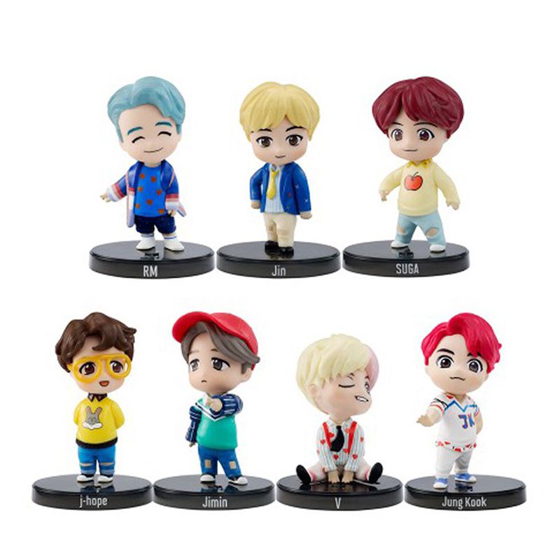 Set 7 Mô Hình Nhân Vật Hoạt Hình BTS Trang Trí Bánh Kem