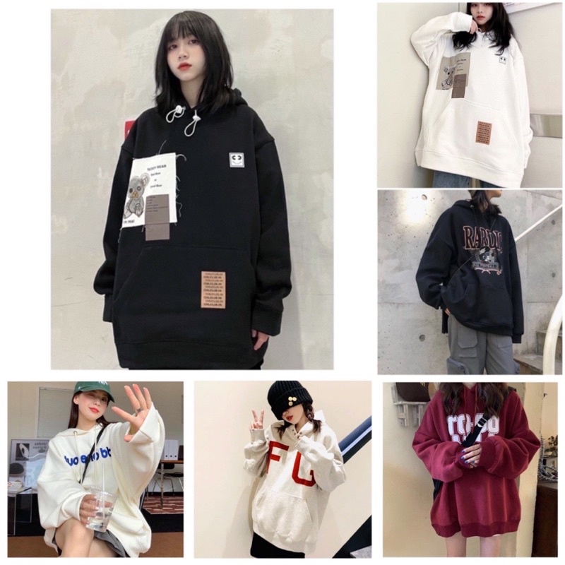 Áo Hoodie Form Rộng Nam Nữ Hình Gấu Ulzzang Unisex ❤️Tổng Hợp Các Mẫu Nỉ Tay Dài Phồng