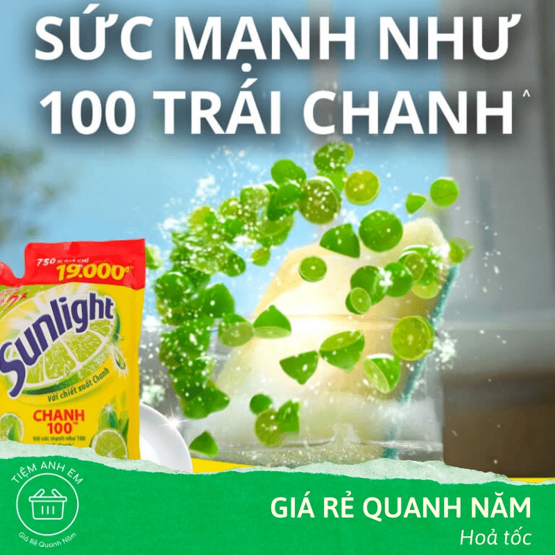 Nước rửa chén Sunlight chiết xuất chanh đánh bay dầu mỡ với sức mạnh như 100 trái chanh túi 725ml