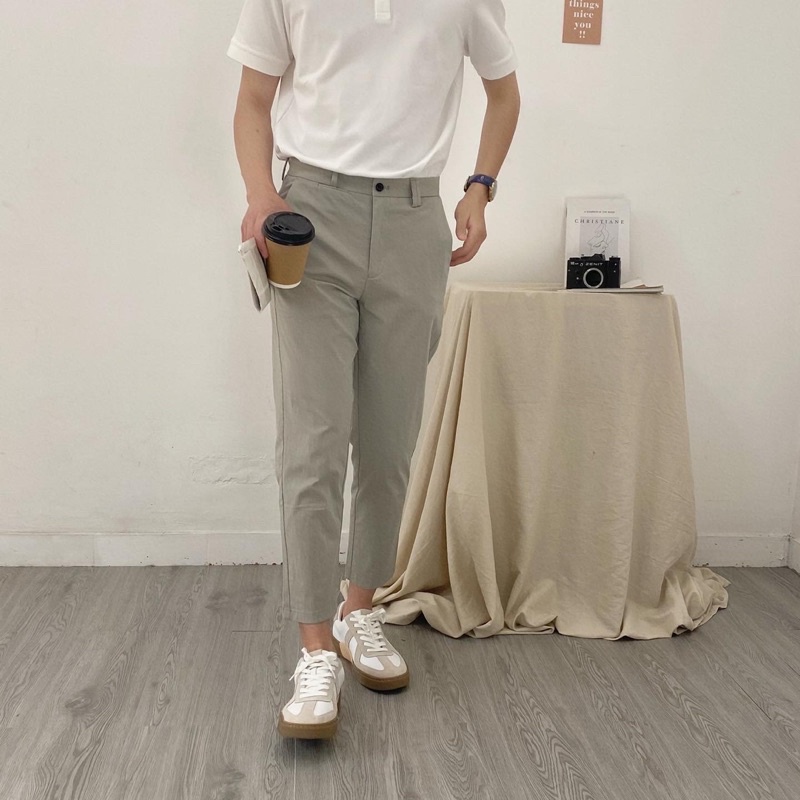 Giày Sneaker Nam Mũi Tròn Đế Bánh Mì Phối Be 7701-2 RHODISHOP